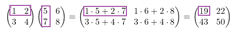 2x2 matrix and matrix multiplication with highlight